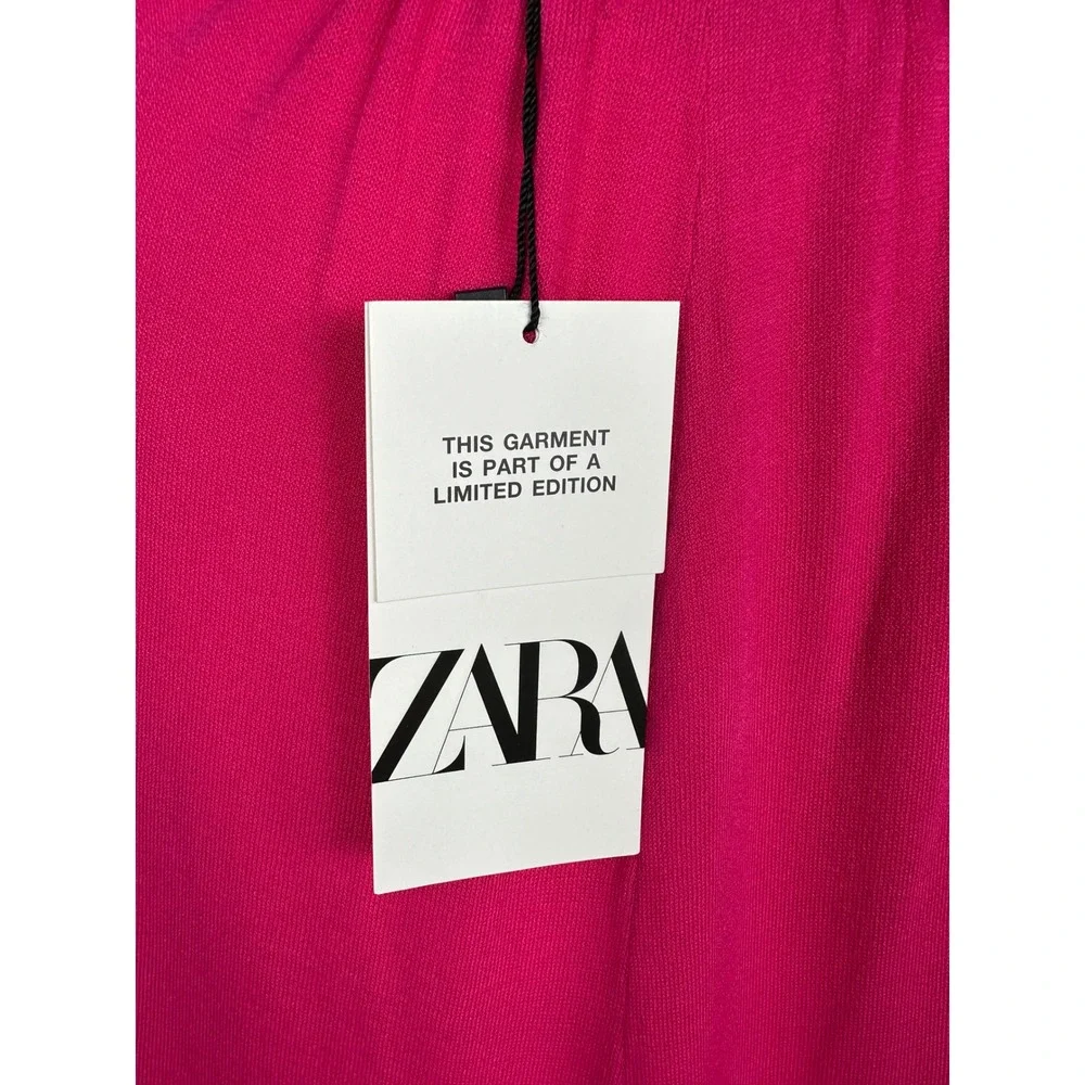 Zara Cape Maxi Dress Womens Small Pink Limited Edition Knit Column Gown NWT - Picture 4 of 14
